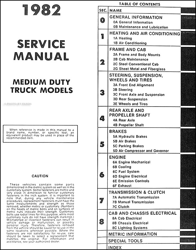 1983 GMC MEDIUM DUTY TRUCK UNIT Repair Shop Service Manual